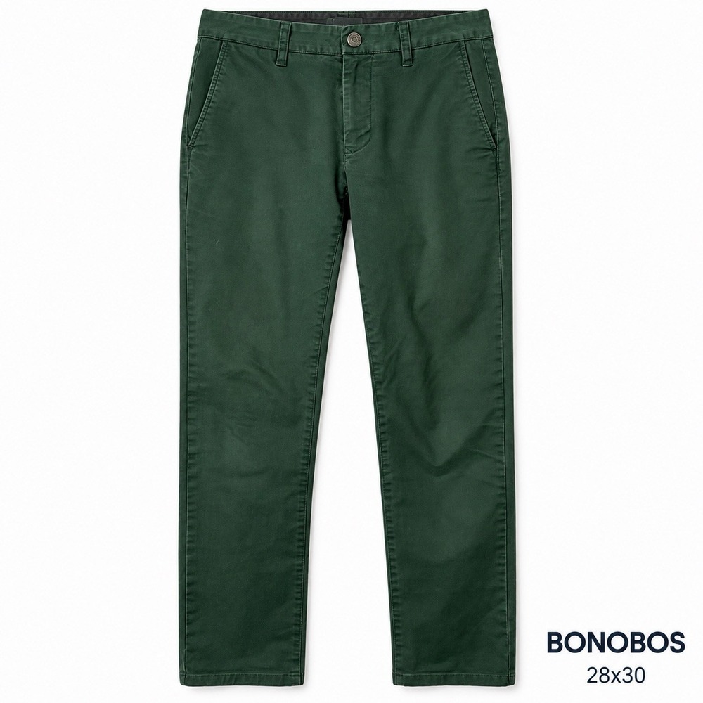 Bonobos Men's 28x30 Green Original Chino Pants Tailored Fit Stretch Cotton